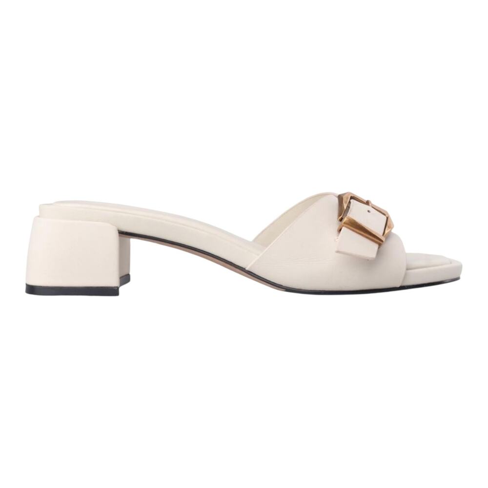 Giani Bernini Women's Kamilla Leather Buckle Block Heel Sandals White Size 8 - Picture 2 of 3
